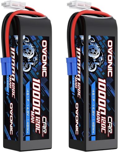 OVONIC 4S Lipo Battery 14.8V 10000mAh 120C with EC5 Connector for RC Car Truck Vehicles Boat Drone Airplane Quadcopter Helicopter FPV Racing Hobby Models Pro Truck Boat Jet Basher 2 Batteries in Kuwait