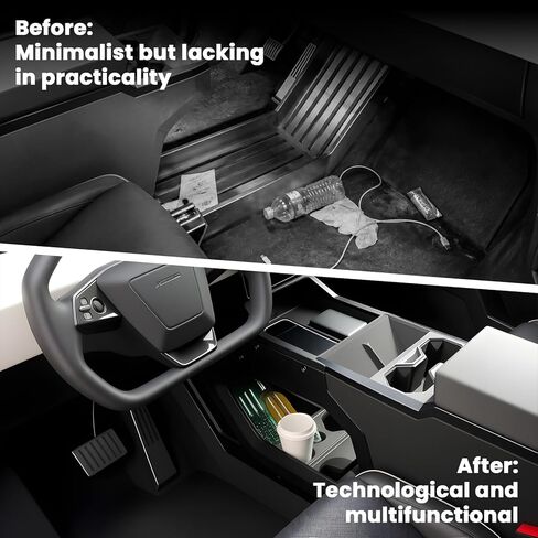 Cyber Truck Center Console Organizer 2023–2026, Custom Fit Double-Layer Tray Insert Storage System, Interior Black Lower Center Console Storage Box Cyber Truck Accessories 2025 in Kuwait