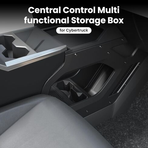Cyber Truck Center Console Organizer 2023–2026, Custom Fit Double-Layer Tray Insert Storage System, Interior Black Lower Center Console Storage Box Cyber Truck Accessories 2025 in Kuwait