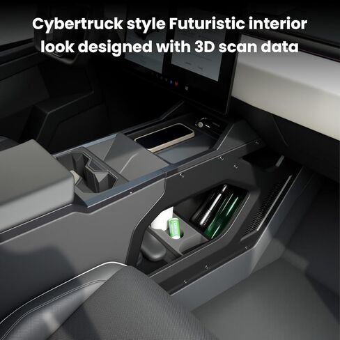 Cyber Truck Center Console Organizer 2023–2026, Custom Fit Double-Layer Tray Insert Storage System, Interior Black Lower Center Console Storage Box Cyber Truck Accessories 2025 in Kuwait