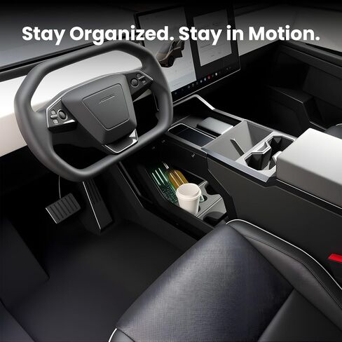 Cyber Truck Center Console Organizer 2023–2026, Custom Fit Double-Layer Tray Insert Storage System, Interior Black Lower Center Console Storage Box Cyber Truck Accessories 2025 in Kuwait