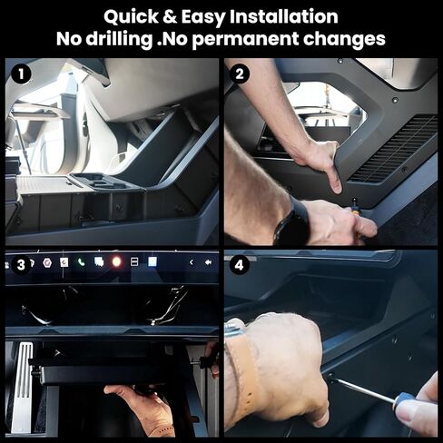 Cyber Truck Center Console Organizer 2023–2026, Custom Fit Double-Layer Tray Insert Storage System, Interior Black Lower Center Console Storage Box Cyber Truck Accessories 2025 in Kuwait