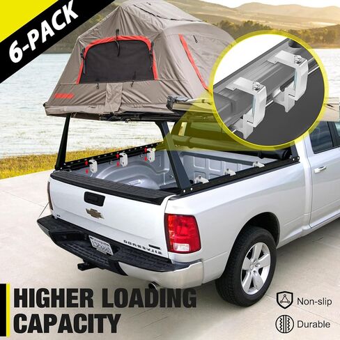 moveland Truck Cap Clamps 6 Pack, Heavy Duty No Drill Camper Shell Mount, Anti-Loose Truck Bed Rail Clamps Fit F150 F250 Ram Silverado Tundra Titan, Secure & No Damage Installation in Saudi Arabia