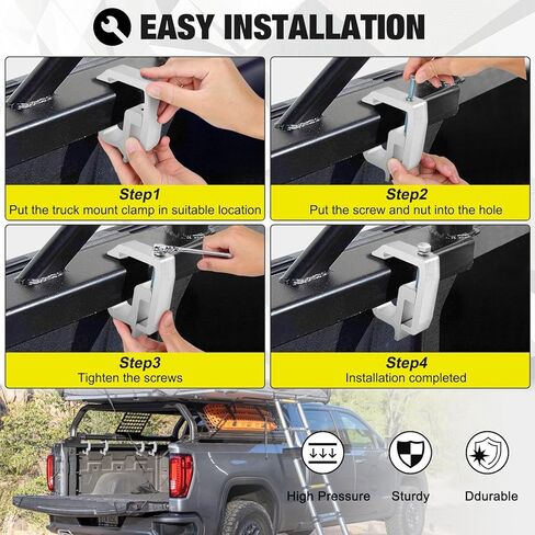 moveland Truck Cap Clamps 6 Pack, Heavy Duty No Drill Camper Shell Mount, Anti-Loose Truck Bed Rail Clamps Fit F150 F250 Ram Silverado Tundra Titan, Secure & No Damage Installation in Saudi Arabia