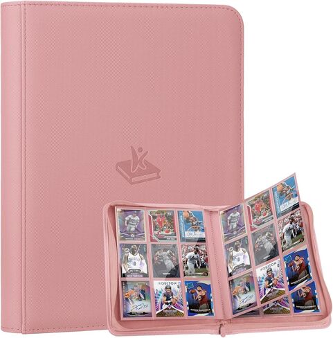 Trading Card Binder 9 Pocket, 360 Pockets Double-Sided Card Album, Premium PU Leather Zipper Card Holder for MTG, TCG, Sports & Game Cards, Must-Have for Collectors（Pink） in Saudi Arabia