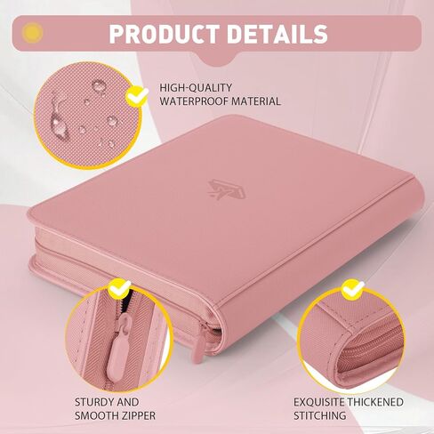 Trading Card Binder 9 Pocket, 360 Pockets Double-Sided Card Album, Premium PU Leather Zipper Card Holder for MTG, TCG, Sports & Game Cards, Must-Have for Collectors（Pink） in Saudi Arabia