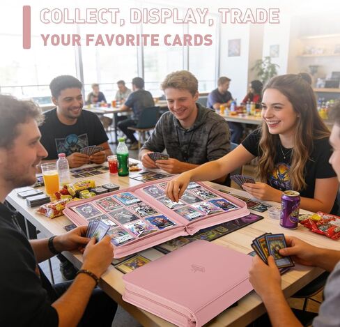 Trading Card Binder 9 Pocket, 360 Pockets Double-Sided Card Album, Premium PU Leather Zipper Card Holder for MTG, TCG, Sports & Game Cards, Must-Have for Collectors（Pink） in Saudi Arabia