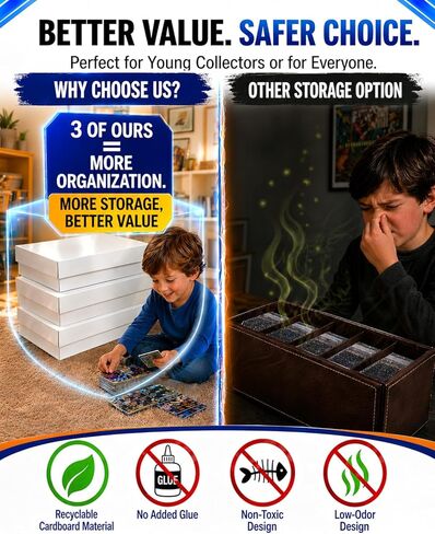 5 Row TCG Bulk Card Storage Box, Laminated Cardboard Storage Box, Holds 4500+ Standard Cards, MTG Card Storage with Dividers for Sports Cards and Trading Cards, 3 Pack in Saudi Arabia