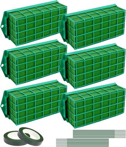 6 Pcs Floral Foam Cage with Tape and Wire 11.8 x 4.3 x 3.1 Inch Floral Foam Arrangement Supplies Rectangle Flower Cage Holder for Flower Shops Wedding Holiday Table in Saudi Arabia
