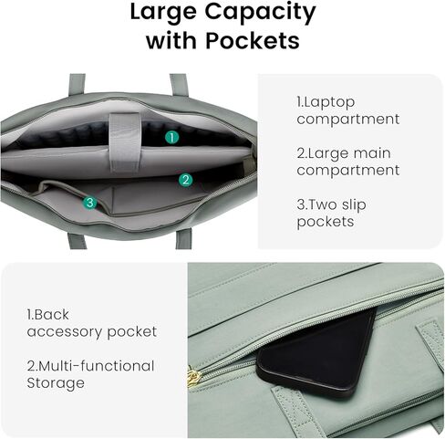 Laptop Bag for Women/Men, Water-Repellent Fabric, Compatible MacBook Pro 16 Inch, 15.6 Inch HP, Dell, Acer Aspire, Asus Notebook, Lightweight Laptop Shoulder Bag Carrying Case, Mint Green in Kuwait