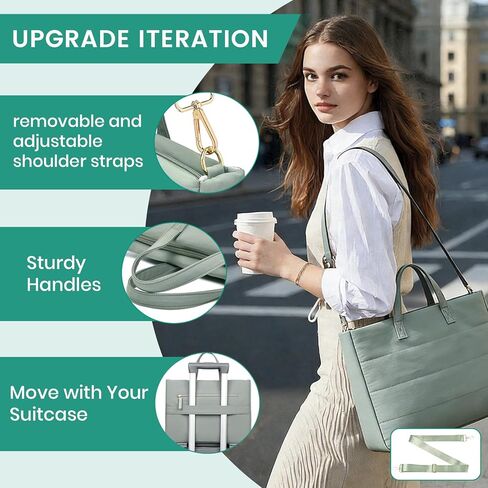Laptop Bag for Women/Men, Water-Repellent Fabric, Compatible MacBook Pro 16 Inch, 15.6 Inch HP, Dell, Acer Aspire, Asus Notebook, Lightweight Laptop Shoulder Bag Carrying Case, Mint Green in Kuwait