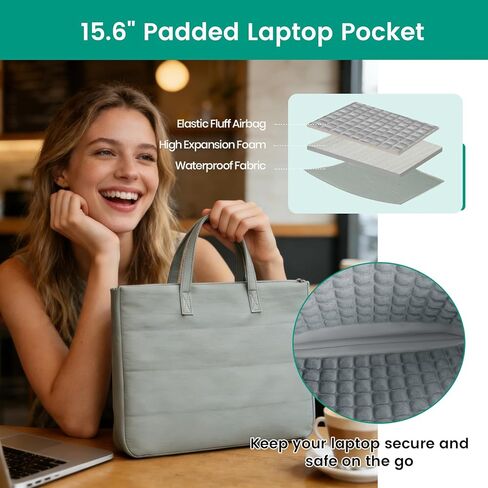 Laptop Bag for Women/Men, Water-Repellent Fabric, Compatible MacBook Pro 16 Inch, 15.6 Inch HP, Dell, Acer Aspire, Asus Notebook, Lightweight Laptop Shoulder Bag Carrying Case, Mint Green in Kuwait