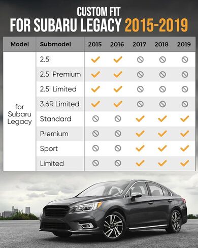 سجادات أرضية واقية من جميع الأحوال الجوية وبطانة شحن لسيارة Subaru Legacy 2015 2016 2017 2018 2019، مجموعة كاملة مقاومة للماء مضادة للانزلاق من مادة TPE الأمامية والخلفية مناسبة لملحقات السيارات الداخلية، باللون الأسود in Kuwait