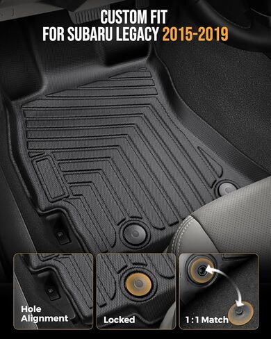 سجادات أرضية واقية من جميع الأحوال الجوية وبطانة شحن لسيارة Subaru Legacy 2015 2016 2017 2018 2019، مجموعة كاملة مقاومة للماء مضادة للانزلاق من مادة TPE الأمامية والخلفية مناسبة لملحقات السيارات الداخلية، باللون الأسود in Kuwait