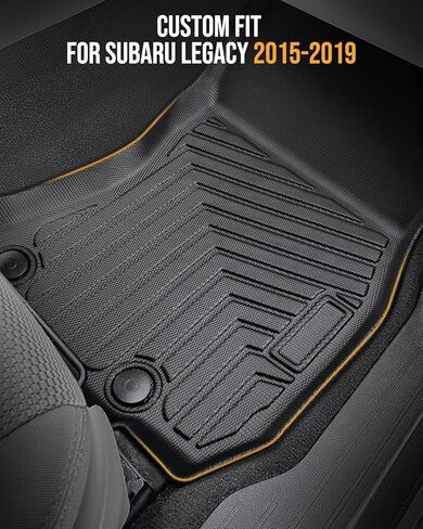 سجادات أرضية واقية من جميع الأحوال الجوية وبطانة شحن لسيارة Subaru Legacy 2015 2016 2017 2018 2019، مجموعة كاملة مقاومة للماء مضادة للانزلاق من مادة TPE الأمامية والخلفية مناسبة لملحقات السيارات الداخلية، باللون الأسود in Kuwait