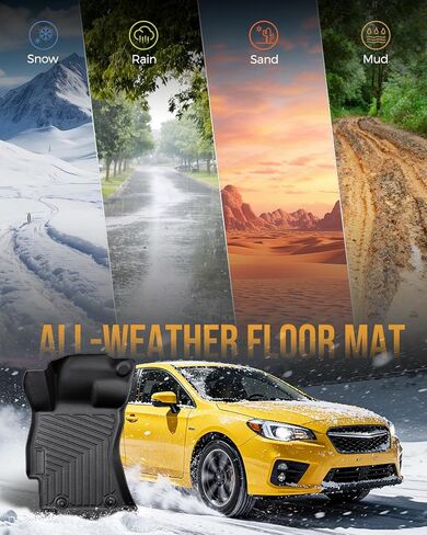 سجادات أرضية واقية من جميع الأحوال الجوية وبطانة شحن لسيارة Subaru Legacy 2015 2016 2017 2018 2019، مجموعة كاملة مقاومة للماء مضادة للانزلاق من مادة TPE الأمامية والخلفية مناسبة لملحقات السيارات الداخلية، باللون الأسود in Kuwait