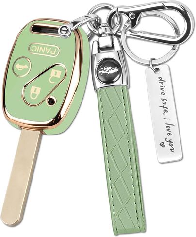 غطاء مفتاح Honda Key Fob، واقي مفتاح سيارة TPU ممتاز لسيارة Honda 2003-2015 Accord Key Case Fit Civic EX Pilot CR-V Odyssey مع سلسلة مفاتيح وعلامة نعمة معدنية (فضي وردي، 4 أزرار) in Kuwait