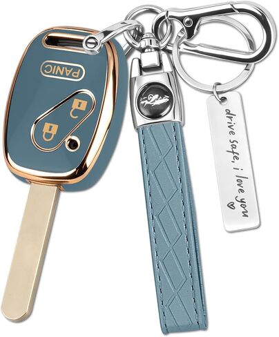 غطاء مفتاح Honda Key Fob، واقي مفتاح سيارة TPU ممتاز لسيارة Honda 2003-2015 Accord Key Case Fit Civic EX Pilot CR-V Odyssey مع سلسلة مفاتيح وعلامة نعمة معدنية (فضي وردي، 4 أزرار) in Kuwait