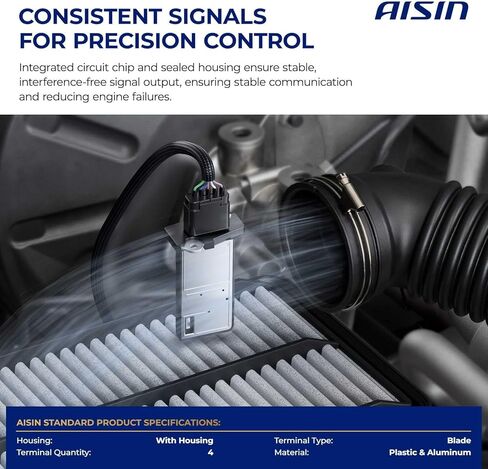 AISIN AFTERMARKET MAFFD-00086 مستشعر تدفق الهواء الشامل (MAF) مع غطاء - متوافق مع Ford F-150 1994-1997، F-250 1992-1997، F-350 1995-1997، Bronco 1994-1996 in Kuwait
