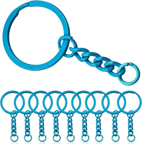 Colored Key Rings Bulk Keychains - 25pcs Key Chain Making Supplies Split Rings DIY Accessories (Black) in Saudi Arabia