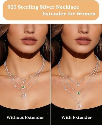Girluky 925 Sterling Silver Necklace Extender for Women, 1.5mm Rope Chain Extenders for Necklaces, Jewelry Extenders for Necklaces Bracelets Anklets 3 Piece (2", 3", 4") in Kuwait