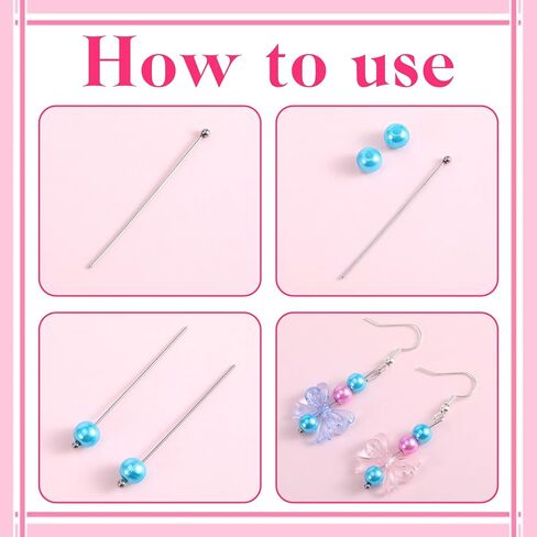 500PCS Head Pins for Jewelry Making Stainless Steel Ball Head Pins 30mm 40mm 50mm Long Jewelry Making Pin Silver Ball Head-Pins Jewelry-Findings for Earring Pendant Bracelet Necklace DIY Crafts in Kuwait