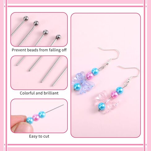 500PCS Head Pins for Jewelry Making Stainless Steel Ball Head Pins 30mm 40mm 50mm Long Jewelry Making Pin Silver Ball Head-Pins Jewelry-Findings for Earring Pendant Bracelet Necklace DIY Crafts in Kuwait