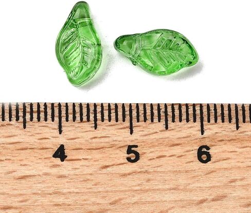 DanLingJewelry حوالي 500 قطعة من خرز أوراق الزجاج أوراق خضراء متدلية قلادات لطيفة على شكل أوراق شجر قبعات لصنع المجوهرات DIY 12x6.5x5mm in Kuwait