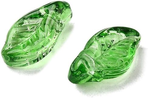 DanLingJewelry حوالي 500 قطعة من خرز أوراق الزجاج أوراق خضراء متدلية قلادات لطيفة على شكل أوراق شجر قبعات لصنع المجوهرات DIY 12x6.5x5mm in Kuwait