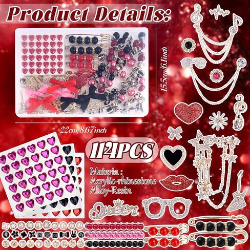114 PCS Junk Socks Charms Kit, Brooches and Pins for Women, Shoe Charms for Sneakers, Shoe Hat DIY Kit with Chains (Socks not Included) in Saudi Arabia