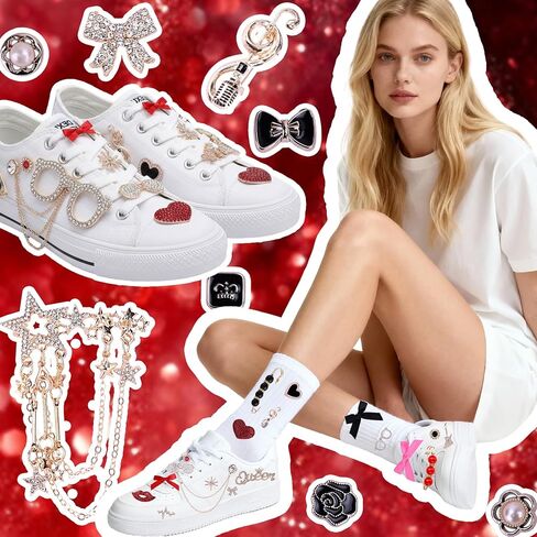 114 PCS Junk Socks Charms Kit, Brooches and Pins for Women, Shoe Charms for Sneakers, Shoe Hat DIY Kit with Chains (Socks not Included) in Saudi Arabia