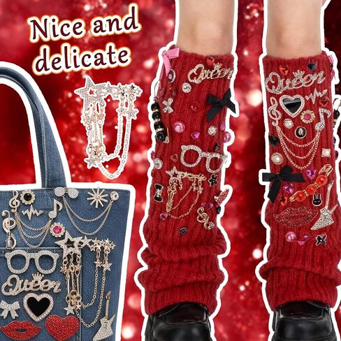 114 PCS Junk Socks Charms Kit, Brooches and Pins for Women, Shoe Charms for Sneakers, Shoe Hat DIY Kit with Chains (Socks not Included) in Saudi Arabia