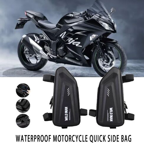 لـ Ninja 400 650 300 250 250R Ninja H2R ZH2 ZX10R ZX6R دراجة نارية تعديل حقيبة جانبية مقاومة للماء مثلث حقيبة جانبية حقيبة قشرة صلبة (أسود) in Kuwait