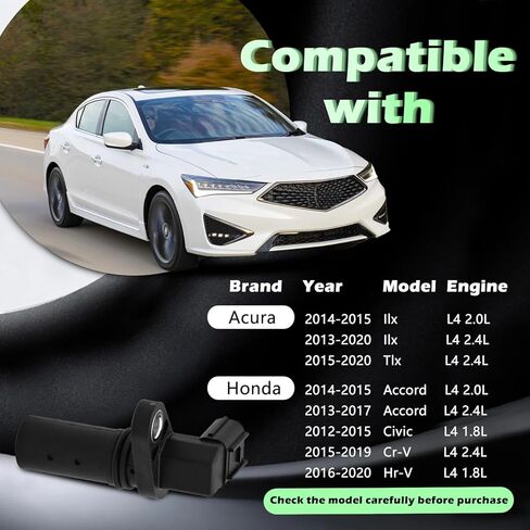 مستشعر موضع العمود المرفقي للمحرك L4 1.8L متوافق مع هوندا لـ Acura Cr-V CRV Fit Hr-V HRV ILX Civic Accord TLX 12 13 14 15 16 17 18 19 20 يستبدل 37500R60U01 CSS1955 PC959 SU14109 in Kuwait