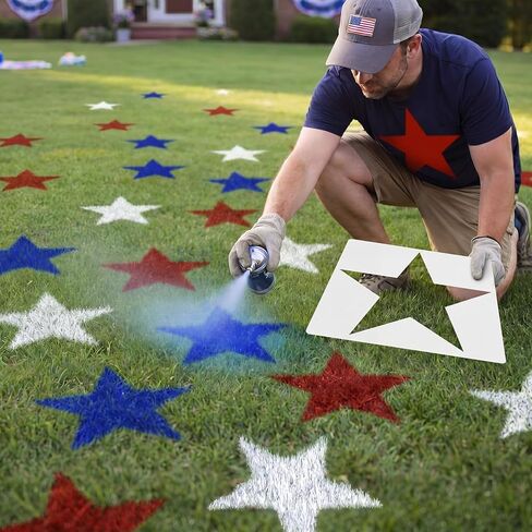 Mifoci 12 Pcs 4th of July Large Star Stencils 250th Anniversary Independence Day Patriotic Star Templates Stencils Reusable Plastic Drawing Painting Template for Painting on Lawn Wood Paper Fabric in Saudi Arabia