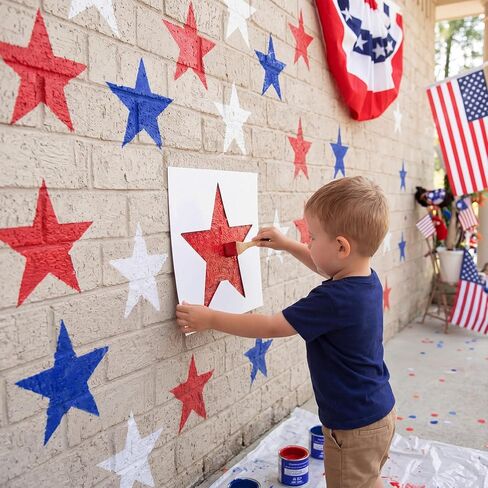 Mifoci 12 Pcs 4th of July Large Star Stencils 250th Anniversary Independence Day Patriotic Star Templates Stencils Reusable Plastic Drawing Painting Template for Painting on Lawn Wood Paper Fabric in Saudi Arabia