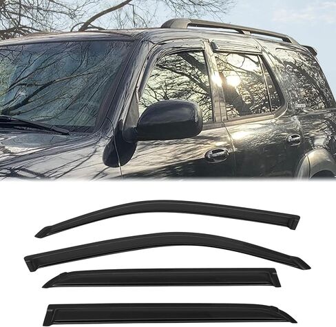 FREEMOTOR802 Tape-on Window Deflectors Fits 2001-2007 Toyota Sequoia, Rain Guards Side Window Visors Wind Deflectors Vent Visors Slim Style Smoke Tinted Acrylic 4 Pieces in Kuwait