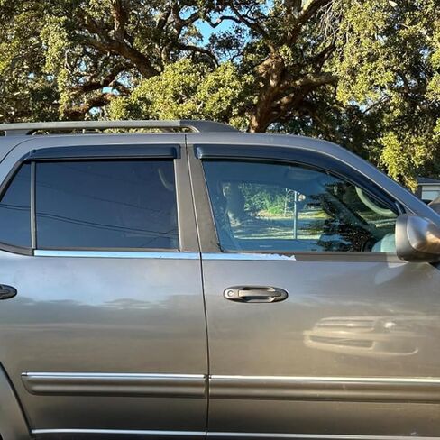 FREEMOTOR802 Tape-on Window Deflectors Fits 2001-2007 Toyota Sequoia, Rain Guards Side Window Visors Wind Deflectors Vent Visors Slim Style Smoke Tinted Acrylic 4 Pieces in Kuwait
