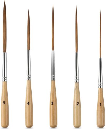 5Pcs Long Liner Brushes – Pinstriping Brush with Ox Ear Hair, Extra Long Fine Point Detail Paint Brushes for Pinstriping, Scroll Outlining, Watercolor, Acrylic, Oil – Pro Artists in Saudi Arabia