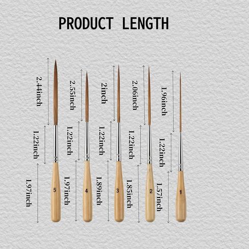 5Pcs Long Liner Brushes – Pinstriping Brush with Ox Ear Hair, Extra Long Fine Point Detail Paint Brushes for Pinstriping, Scroll Outlining, Watercolor, Acrylic, Oil – Pro Artists in Saudi Arabia