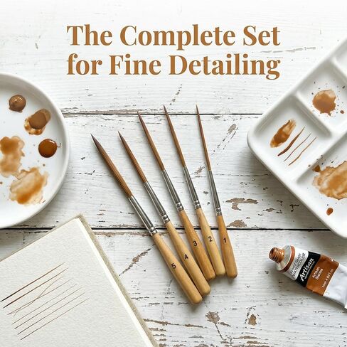 5Pcs Long Liner Brushes – Pinstriping Brush with Ox Ear Hair, Extra Long Fine Point Detail Paint Brushes for Pinstriping, Scroll Outlining, Watercolor, Acrylic, Oil – Pro Artists in Saudi Arabia