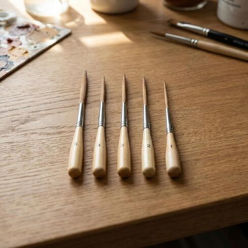 5Pcs Long Liner Brushes – Pinstriping Brush with Ox Ear Hair, Extra Long Fine Point Detail Paint Brushes for Pinstriping, Scroll Outlining, Watercolor, Acrylic, Oil – Pro Artists in Saudi Arabia