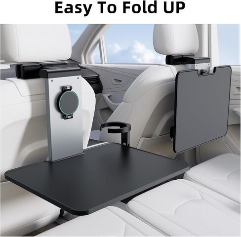 Versatile Car Mount Table Board for Backseat Headrests，Built-in Magnetic Phone/Laptop/iPad Mount，a Cup Holder and a Foldable Table Board， for in-car Work，Dining and Entertainment (PB-201) in Saudi Arabia