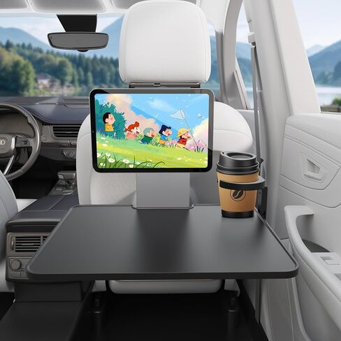 Versatile Car Mount Table Board for Backseat Headrests，Built-in Magnetic Phone/Laptop/iPad Mount，a Cup Holder and a Foldable Table Board， for in-car Work，Dining and Entertainment (PB-201) in Saudi Arabia