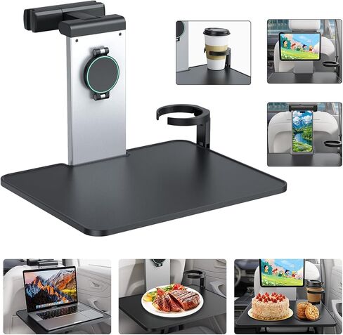 Versatile Car Mount Table Board for Backseat Headrests，Built-in Magnetic Phone/Laptop/iPad Mount，a Cup Holder and a Foldable Table Board， for in-car Work，Dining and Entertainment (PB-201) in Saudi Arabia