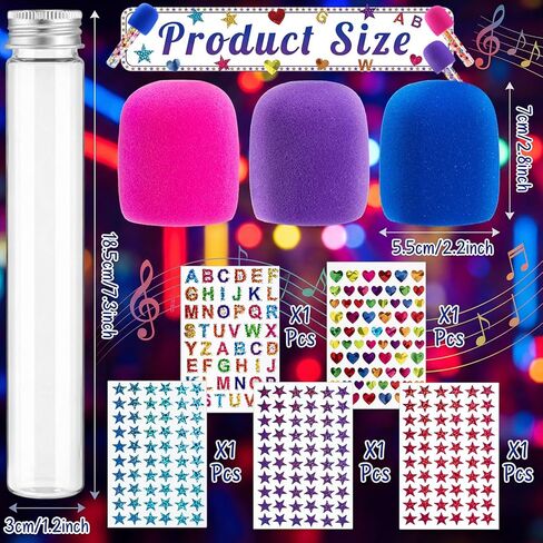 Hiboom 12 Pcs Microphone Candy Tubes Microphone Star Toy Multicolor Plastic Fake Prop with Stickers for Karaoke Musical Disco Singer Cosplay Stage Birthday Party Favors Decor in Kuwait