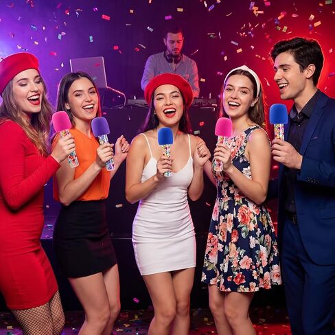 Hiboom 12 Pcs Microphone Candy Tubes Microphone Star Toy Multicolor Plastic Fake Prop with Stickers for Karaoke Musical Disco Singer Cosplay Stage Birthday Party Favors Decor in Kuwait