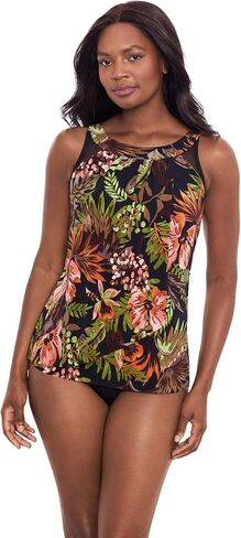 Miraclesuit Women's Swimwear Boca Grande Ursula High Neck Underwire Tankini Top, Black/Multi, 14 in Saudi Arabia