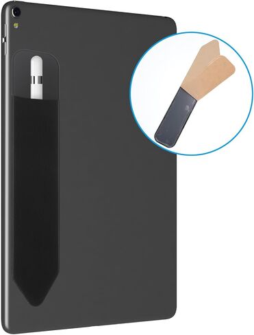Bremorou 2 Pcs Universal Stylus Holder Adhesive Pencil Protected Sleeve Case Elastic Pens Holder Storage Pouch Pocket Accessories for Tablet Laptop Case Notebook Outdoor Black 7.28 × 1.57 Inch in Saudi Arabia