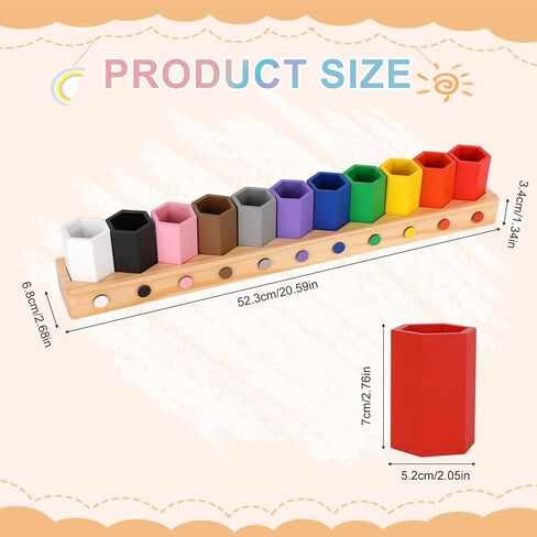 Wooden Multi-Colored Pencil Holder, Movable Montessori Crayon Organizer Pen Holder Pencil Cups Desk Storage Organizer for Kids Classroom Office Home Desk School Supply in Saudi Arabia